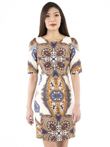 Ethnic Print Short Dress- D38801