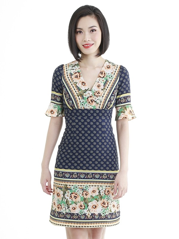 Ethnic Print Short Dress- D38691