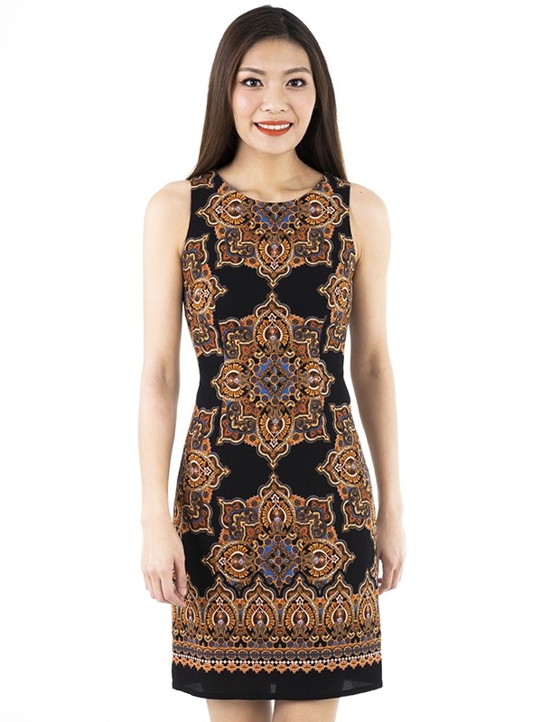 Ethnic Print Short Dress- D38785