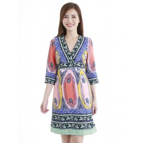 Ethnic Print Short Dress- D38806