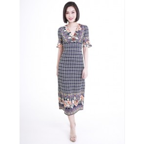 Ethnic Print Long Dress- D38492