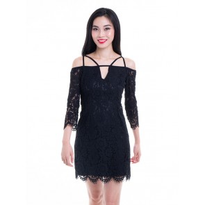 Black Lace Short Dress- D37413